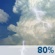 Wednesday: Showers and thunderstorms before 1pm, then a chance of showers and thunderstorms. Partly sunny, with a high near 77. Southwest wind 5 to 10 mph. Chance of precipitation is 80%. New rainfall amounts less than a tenth of an inch possible. Wednesday: Showers And Thunderstorms